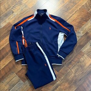 Polo Ralph Lauren Tracksuit Set Navy Orange Full Zip Jacket + Pants Size L